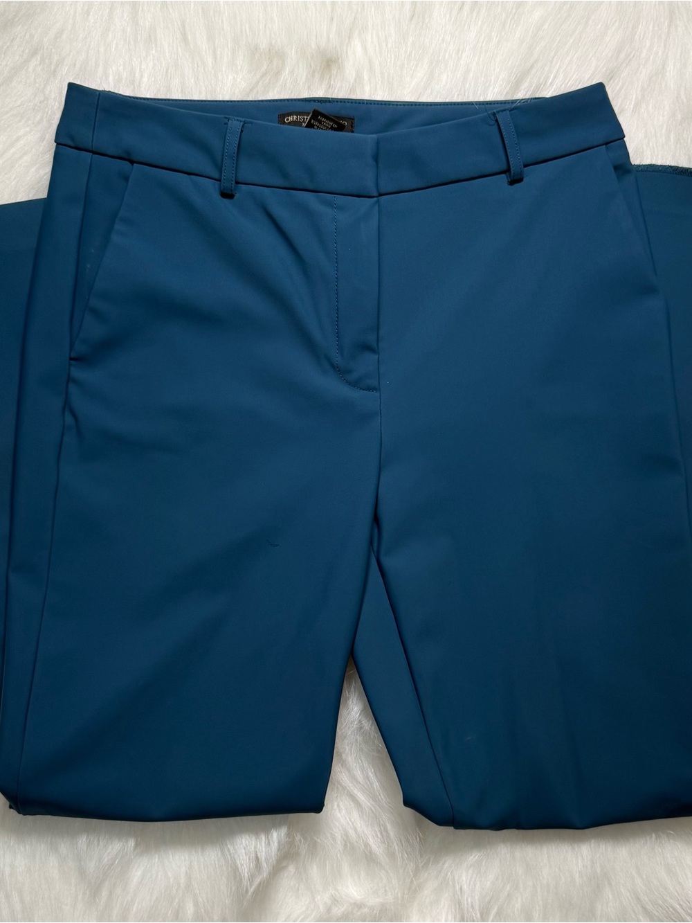 Christian Siriano Teal Straight-Leg Trousers